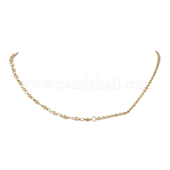 304ステンレススチールのテクスチャアズキチェーンボールリンクチェーンネックレス（女性用）  ゴールドカラー  17.80インチ（45.2cm）&nbsp;NJEW-JN05596