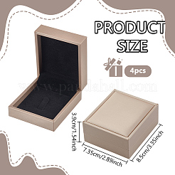 PUレザーブローチのパッケージボックス  長方形  リネン  7.35x8.5x3.9cm&nbsp;CON-WH0086-232B