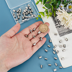 304ステンレススチールコードエンドキャップ  コラム  ステンレス鋼色  6~7x5~6mm  穴：4~5mm  60個/箱&nbsp;STAS-UN0010-58P