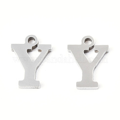 ステンレススチールチャーム201個  アルファベット  文字.y  8.5x6.5x1mm  穴：1mm&nbsp;STAS-N091-176Y-P