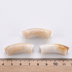 アクリルビーズ  天然石風  カーブチューブ  フローラルホワイト  36x13.5x11.5mm  穴：4mm&nbsp;X-MACR-S372-001A-01