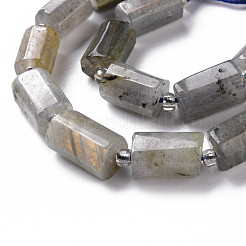 天然石ラブラドライトビーズ連売り  多面カット  コラム  8~11x6~8x5~7mm  穴：1mm  約15~17個/連  7.28~7.48インチ&nbsp;X-G-S345-8x11-001