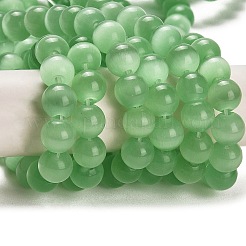 キャッツアイビーズ  ラウンド  薄緑  8mm  穴：1mm  約14~14.5インチ/連  約48~50個/連&nbsp;CER8mm25