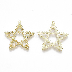 ラックメッキ合金ペンダント  カドミウムフリー＆鉛フリー  スター  ライトゴールド  32x31x2mm  穴：1.6mm&nbsp;PALLOY-S132-127-RS