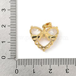 真鍮製マイクロパヴェキュービックジルコニアペンダント  ハートと蝶結びのチャーム  18KGP本金メッキ  16.5x17.5x5mm  穴：3.5x2.5mm&nbsp;LS-KK-F905-20G-03