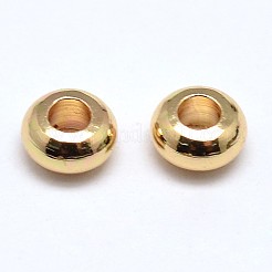 真鍮フラットラウンドスペーサービーズ  ゴールドカラー  3x1.5mm  穴：1mm&nbsp;X-KK-M085-19G-NR