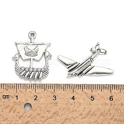 合金のチベット風チャーム  鉛フリー＆カドミウムフリー  混合図形  アンティークシルバー  13.5~54x7.5~36x2~8mm  穴：1~2.5mm&nbsp;TIBEP-MSMC021-45AS-RS