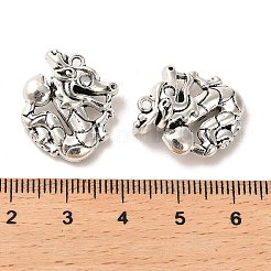 合金のチベット風チャーム  カドミウムフリー＆鉛フリー  ドラゴンと星  アンティークシルバー  19.5x17.5x7.5mm  穴：1.5mm  約227個/1000g&nbsp;FIND-C043-056AS