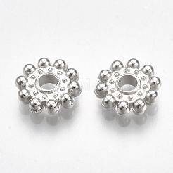 Ccbプラスチックスペーサービーズ  花  プラチナ  8.5x2mm  穴：2mm&nbsp;CCB-T006-086P