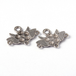 チベット風シャンデリアコネクターパーツ  花  鉛フリー及びカドミウムフリー  アンティークシルバー色  32x23x3mm  穴：2mm&nbsp;X-EA9731Y