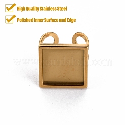 201ステンレススチールカフパッドリングセッティング  レーザー切断  正方形  ゴールドカラー  トレイ：16x16mm  usサイズ7 1/4(17.5)~usサイズ8(18mm)&nbsp;STAS-S080-041D-G
