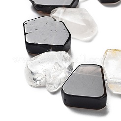 天然スモーキークォーツとクリスタルクォーツのビーズ連売り  ナゲット  トップ掘削  16~17x18~23.5x6~8mm  穴：0.7mm  約15個/連  7.28~7.72''（18.5~19.6センチメートル）&nbsp;G-P528-K04-01