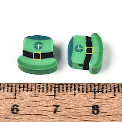 聖パトリックの日の手作りポリマークレイビーズ  帽子  ミディアムシーグリーン  8.5~9.5x9.5~10.5x4~4.5mm  穴：2mm&nbsp;CLAY-T023-21
