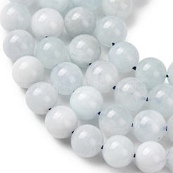 天然石アクアマリンビーズ連売り  グレードAB  ラウンド  8mm  穴：1mm  約46個/連  14.96''（38センチメートル）&nbsp;G-R446-8mm-04-02