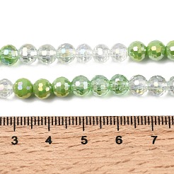 電気メッキガラスビーズセット  ラウンド  ファセット(32ファセット)  グラデーションカラー  黄緑  6mm  穴：1.2mm  約61個/連  12.60''（32センチメートル）&nbsp;EGLA-D300-06-6mm-24