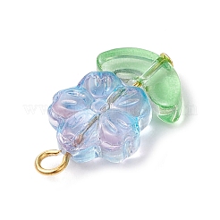 ガラスチャーム  花  金色の鉄のループで  ミックスカラー  24.5x14x5.5mm  穴：2.7mm&nbsp;PALLOY-JF03303