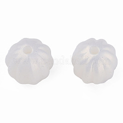 スプレープリントアクリルビーズ  段ボールビーズ  ラバー加工スタイル  ラウンド  ホワイト  11x11mm  穴：2mm  約152個/106g&nbsp;LS-MACR-T037-01G