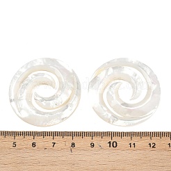 天然石ホワイトシェルカボション  スパイラル形状  フローラルホワイト  38~39x3mm&nbsp;SSHEL-B006-05