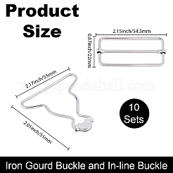 鉄ひょうたんバックルとインラインバックル10セット  プラチナ  50.5~51.5x55x2mm  内径：51x43mm&nbsp;DIY-BBC0002-75B-P