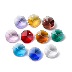 100個10色ガラスペンダント  プラスチック製の箱付き  八角形  14x14x7mm  穴：1.4mm  10個/カラー&nbsp;AJEW-H154-08D