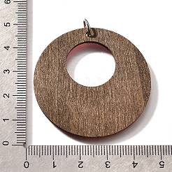 ポプラウッドペンダント  フラットラウンド  丸カン付き  ライトサーモン  44.5x44.5x2.5mm  穴：5mm&nbsp;FIND-B045-06