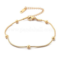 304ステンレススチールサテライトチェーンブレスレット女性用  ゴールドカラー  6-7/8インチ（17.5cm）  長い  エクステンダー：65mm&nbsp;BJEW-D337-01D-G