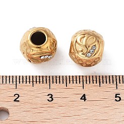 イオンプレーティング(IP) 304 ステンレス ラインストーン ヨーロピアン ビーズ  丸い大きな穴ビーズ  18KGP本金メッキ  文字でのラウンド  文字g  11x10mm  穴：4mm&nbsp;STAS-A092-10G-G