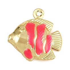 真鍮製エナメルペンダント  魚の形をしたチャーム  ラックめっき  長持ちメッキ  カドミウムフリー＆鉛フリー  18KGP本金メッキ  ミックスカラー  18x17x5.5mm  穴：1.2mm&nbsp;KK-I352-06G