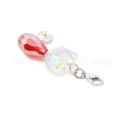電気メッキガラスペンダント装飾  合金パーツ  猫の形  混合色  銀  46.5mm&nbsp;HJEW-JM03599-02