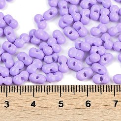 焼付塗装ガラスシードビーズ  丸い穴  ピーナッツ  ライラック  3.5x6x3.5mm  穴：0.9mm  約83個/10g&nbsp;X1-SEED-K010-A05