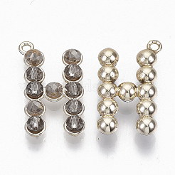 環境に優しい合金ペンダント  ガラスビーズ  文字h  ライトゴールド  ゲインボロ  27x16x6mm  穴：1.8mm&nbsp;PALLOY-R110-22A