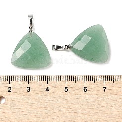 天然石グリーンアベンチュリンペンダント  真鍮パーツ  多面カット  三角形のチャーム  23.5x21x6mm  穴：7x4mm&nbsp;G-L614-D04-P03