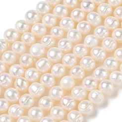 天然養殖淡水パールビーズ連売り  グレード2 A  ポテト  ベージュ  6~7mm  穴：0.5mm  約59~60個/連  14.06~14.17''（35.7~36センチメートル）&nbsp;PA-CBAC463-33