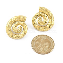 女性用304ステンレススチールスタッドピアス  スパイラル  ゴールドカラー  29x26mm&nbsp;STAS-Z111-12G