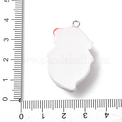 クリスマスの不透明な樹脂ペンダント  プラチナ鉄ループ付き  サンタクロース  36x22.5x9.5mm  穴：2mm&nbsp;LS-RESI-A049-05B