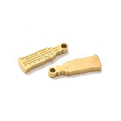 304ステンレススチールチャーム  建物  イオンプレーティング（ip）  18KGP本金メッキ  14.5x4.5x2mm  穴：1.2mm&nbsp;STAS-C155-05G