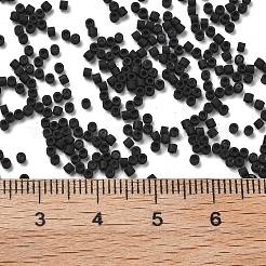 つや消し色ガラスシードビーズ  シリンダー  ブラック  1.6x1.3mm  穴：0.8mm  約60000個/ポンド&nbsp;SEED-H003-06F