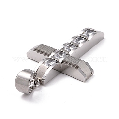 304ステンレススチール製ビッグペンダント  クロス  ラインストーン付き  ステンレス鋼色  50x32x6mm  穴：10x8mm&nbsp;STAS-H351-15P