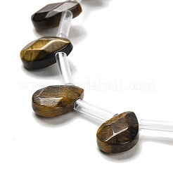 天然石タイガーアイビーズ連売り  多面カット  ティアドロップ  トップ掘削  12x8x3.5mm  穴：0.9mm  約22~25個/連  13.78''（35センチメートル）&nbsp;G-Q167-A07-01