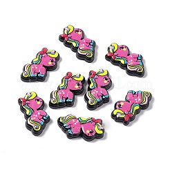 オペーク樹脂カボション  ユニコーン  濃いピンク  22x22x5mm&nbsp;LS-RESI-C027-04D