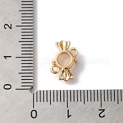 真鍮パヴェガラスコネクターチャーム  ニッケルフリー  キャンディリンク  ゴールドカラー  乳白色  7.5x13x4mm  穴：1.2mm&nbsp;KK-C062-039G-01