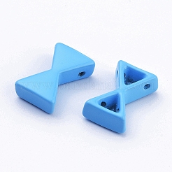 スプレー塗装合金マルチ連リンク  タイル弾性ブレスレット作り用  蝶結び  空色  13x8x3.5mm  穴：1mm&nbsp;PALLOY-G268-K-049