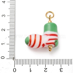 クリスマス手作りランプワークペンダント  304ステンレス鋼  クリスマスソックス  26x22x10mm  穴：4.5mm&nbsp;LS-STAS-C147-03E