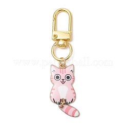 猫合金エナメルペンダント装飾  バッグ飾り用の回転留め具チャーム  ミックスカラー  73mm  7個/セット&nbsp;HJEW-JM02605