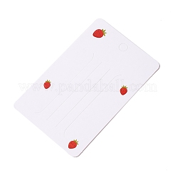 紙のヘアクリップディスプレイカード  イチゴ模様の長方形  ホワイト  11x7x0.04cm  穴：7.3mm&nbsp;CDIS-F005-12