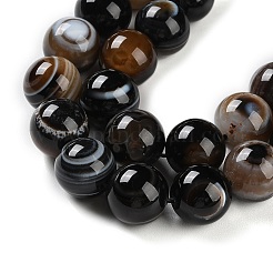 天然の瑪瑙ビーズ連売り  縞瑪瑙ビーズ  染め＆加熱  ラウンド  15mm  穴：1.4~1.5mm  約27個/連  15.59''（39.6センチメートル）&nbsp;G-NH0019-F01-03