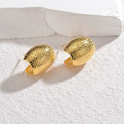 女性用304ステンレススチールスタッドピアス  コラム  18KGP本金メッキ  14x16mm&nbsp;EJEW-M095-04G