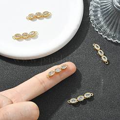 シェグレース 真鍮 パヴェ クリア キュービックジルコニア トリプル オーバル リンク コネクター チャーム  カドミウムフリーと鉛フリー＆ニッケルフリー  18KGP本金メッキ  26x5x4mm  穴：1.2mm&nbsp;XGRQ3P620-644G