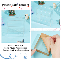 プラスチック製のケーキキャビネット  マイクロランドスケープホームドールハウスアクセサリー  小道具の装飾のふりをする  透明  94.5x80.5x27mm  内径：75.5x28mm&nbsp;DJEW-WH0039-94A
