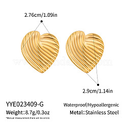 女性用304ステンレススチールハートスタッドピアス  18KGP本金メッキ  29x27.6mm&nbsp;OP2975-1
